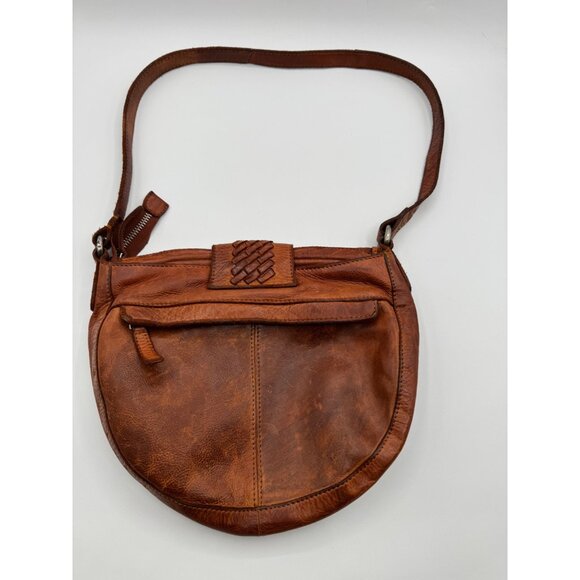 Vilencia Holland Crossbody Woven Tab Brown Leather Bag - Picture 2 of 4